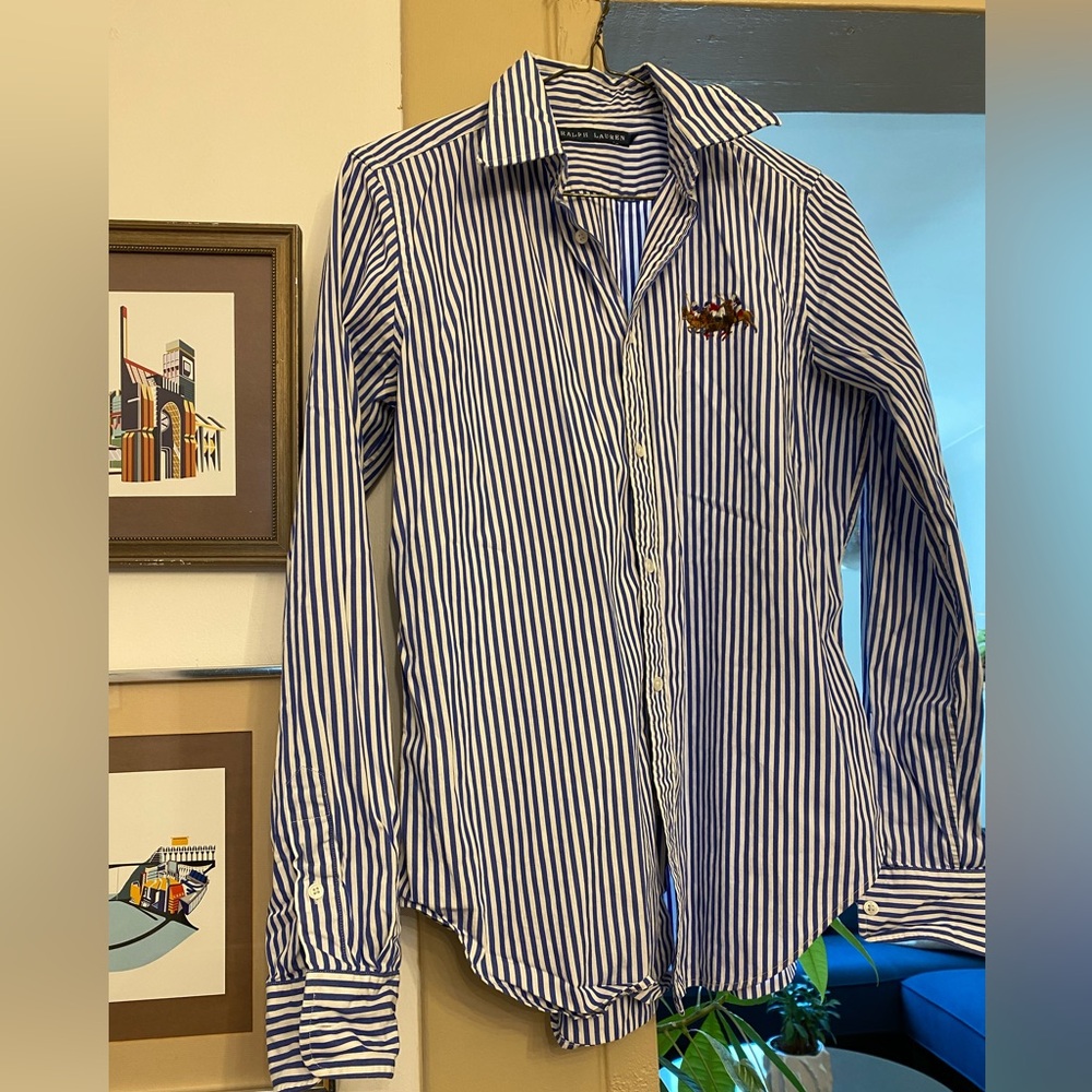 RALPH LAUREN striped bottom down shirt